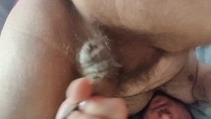 Jacked off onto my face. Big load