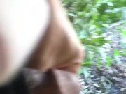 Handsome straight guy enjoys pissing outdoor under a sunny day 