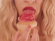 Blonde Eats a Cupcake with Pink Frosting 1/16