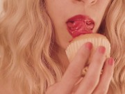 Blonde Eats a Cupcake with Pink Frosting 7/16