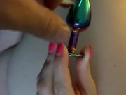 Jeweled butt plug pregnant pretty ass white girl 1/16