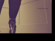 Blonde walks in front of you in heels and fishnets! Showing you more too!  3/16