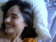 Sexy girl in sundress enjoys her cum plastered face! 14/16