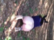Naked submissive slut taken for a walk on a leash in forest ANAL LEASH but plug 3/16