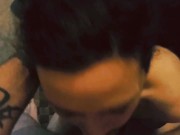 Wife sucking cock and playing with her pussy