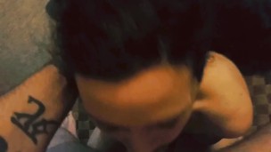 Wife sucking cock and playing with her pussy