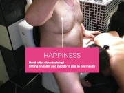 Hard toilet slave training! Sitting on toilet and decide to piss in her mouth 1/16