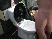 Hard toilet slave training! Sitting on toilet and decide to piss in her mouth 5/16