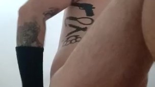 Riding dildo with panties in mouth my own dirty panties 