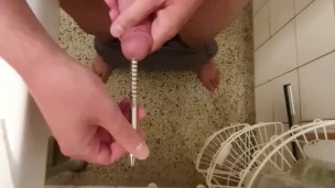 Sounding my cock DEEP and cumming 