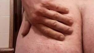 Chubby guy shows ass and plays with his hole