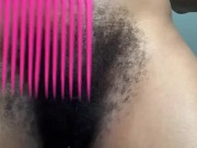 Combing My Bush w l/ The Window Open | EXTREMELY Hairy Black Pussy 16/16