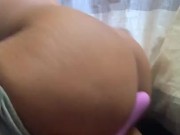 Rubbing STEPSISTER Vibrator On Pussy w/ Clothes On | EXTREMELY Hairy Black Pussy 13/16