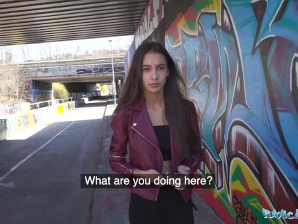 Public Agent Beautiful brunette babe with a stunning figure fucked outdoors