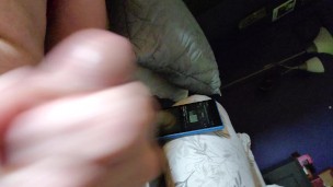 Sexy man jerking off with lube after work. Close up cumshot 