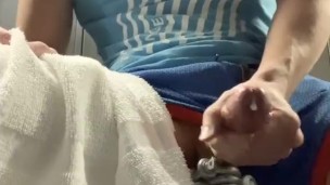 Cumming in the Gym Locker Room