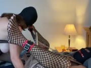 Femdom for gets to put on strapon prior to pegging sub - watch the reaction  16/16