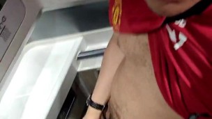 Chav wanks his cock on public train