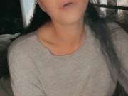 Come 420 and cum with me, sexy milf does bong hits and rubs her soaking wet pussy