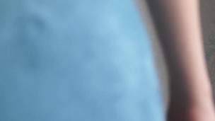 Redhead innocent girl in overalls gets naked