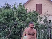 After a hot day, I water the garden 11/16