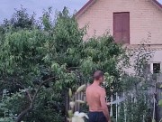 After a hot day, I water the garden 13/16