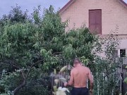 After a hot day, I water the garden 14/16