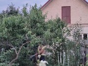 After a hot day, I water the garden 7/16