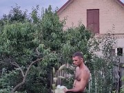 After a hot day, I water the garden 9/16