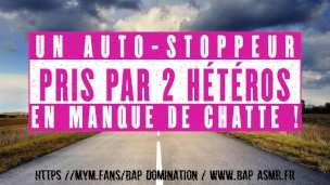 2 Hétéros en manque de chatte chope un auto-stoppeur. / français amateur