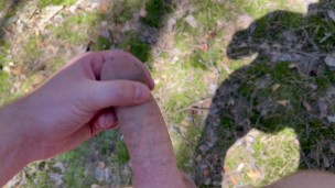 in the woods and jerking off