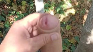 Working on a farm and almost caught masturbating up a tree with cum shot