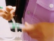 Pregnant changing room Czech teen brunette and belly inflation / bulge 1/16