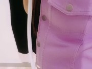 Pregnant changing room Czech teen brunette and belly inflation / bulge 4/16