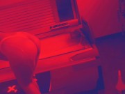 PART ONE: She clean solarium before belly inflation and show big ass 14/16