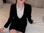 【個人撮影】巨乳の変態OLがピチピチスーツで濃厚セックス/big-breasted college student  with great style/大胸的大学生，很有风格/몸집이 큰 멋쟁이 대학 1/16