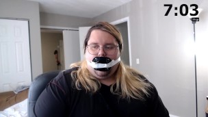 Dare: Wear a deep throat gag for 14 minutes. Fast Forwarded!