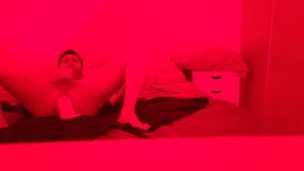 16 masturbating in my bed enjoying a huge dildo anal destruction