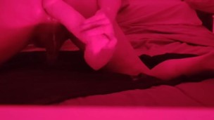19 masturbating in my bed enjoying a huge dildo anal destruction