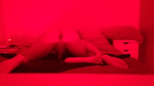 20 masturbating in my bed enjoying a huge dildo anal destruction
