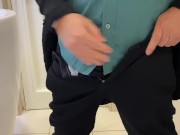 Absolutely stunning asian cock pissing so good in a public washroom with a hard on at the end 15/16