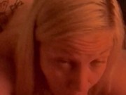 Hot blonde with pretty eyes deep throats Big Cock!!! Great eye contact!!! 14/16