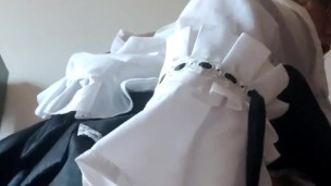 Fucking myself by fingers in maidu costume