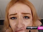 British redhead pornstar Azura Alii gags on huge dildo 16/16