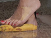 PETIT Young Woman Crushing BANANAS With Her Beautiful Bare FEET | Aesthetic Fetish Film
