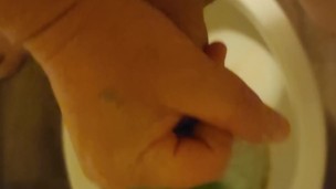 Husband sneaks off to the bathroom to jerk off