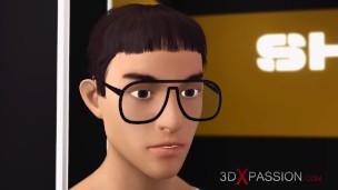 3d dickgirl android plays with a sexy young blonde in the sci-fi bedroom