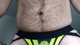 Hairy Chub Bear Cums Through Jockstrap
