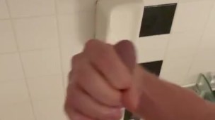 Twink jerkoff in shower with cumshot