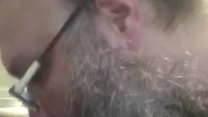 Okuma sucking another dildo